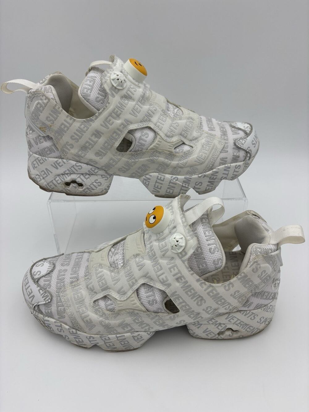 Vetements x Reebok Instapump Fury OG Emoji Sneakers White Print Size 7 Pumps